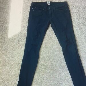 True Religion Black Distressed Skinny Jeans